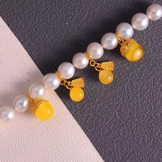 LuckyCharms Small Round Amber Gold-plated Pendant