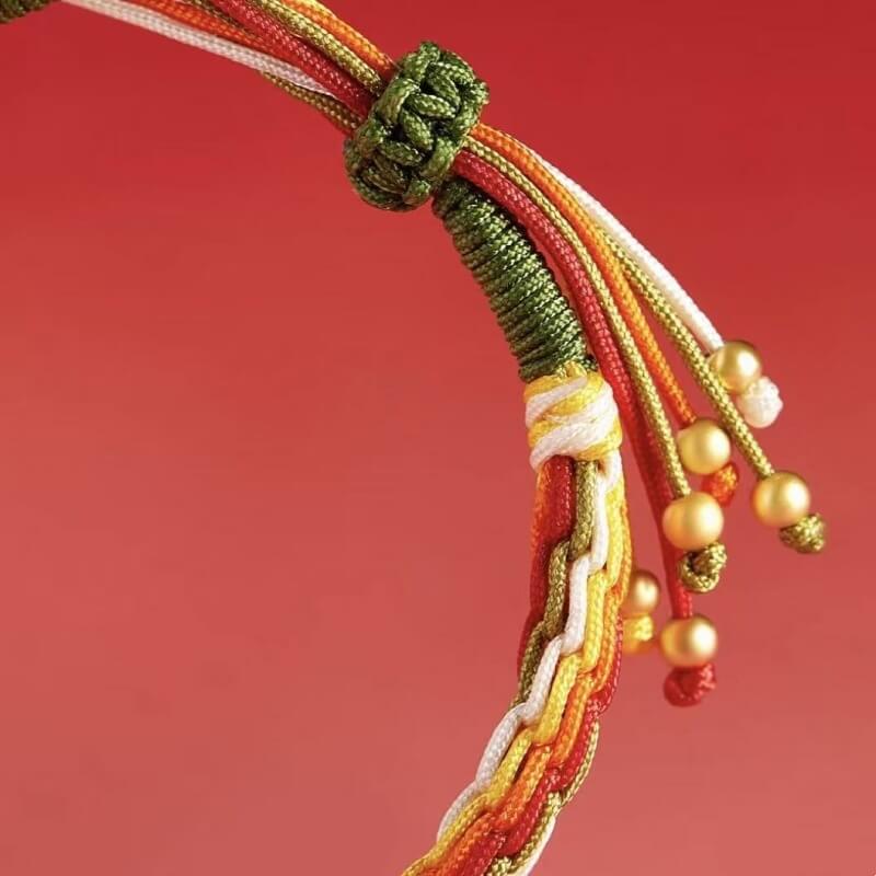 LuckyCharms シナバー ブレッシング レッドストリング 14Kゴールド インフィニティシンボル 編み込みロープブレスレット