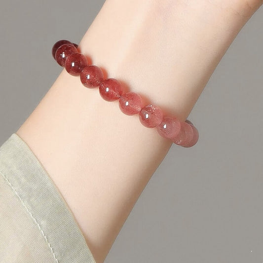 LuckyCharms Natural Strawberry Quartz Gradient Pink Love Blessing Bracelet