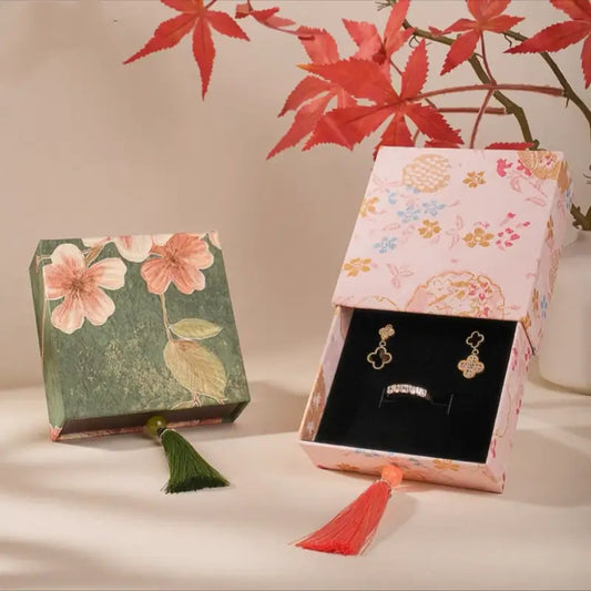 Song Dynasty Silk Brocade Tassel Drawer Jewelry Box