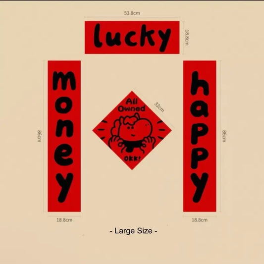 2026 Horse Year Cartoon English Couplets Red Coated Paper Party Home Decor Set-LuckyCharms.Shop