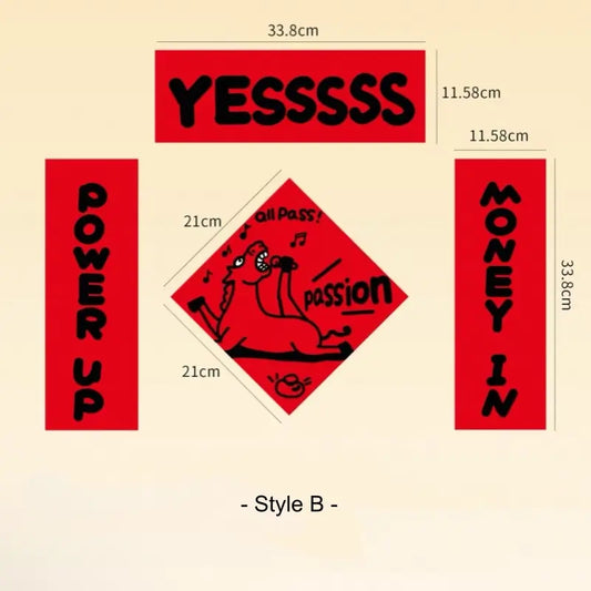 2026 Year of the Horse Cartoon English Couplets 250g Coated Paper Free Stickers-LuckyCharms.Shop