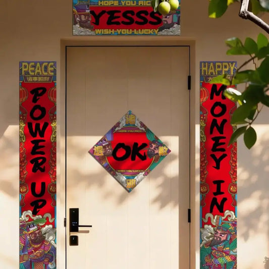 2026 Cartoon Horse English Couplets | Colorful Thick Specialty Paper Festive Decor-LuckyCharms.Shop