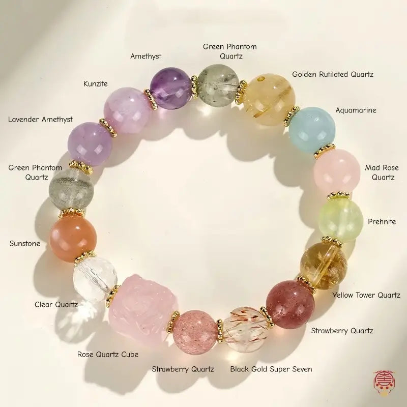 Mount Wutai Blessed Natural Multi-Gemstone "Endless Vitality" Bracelet