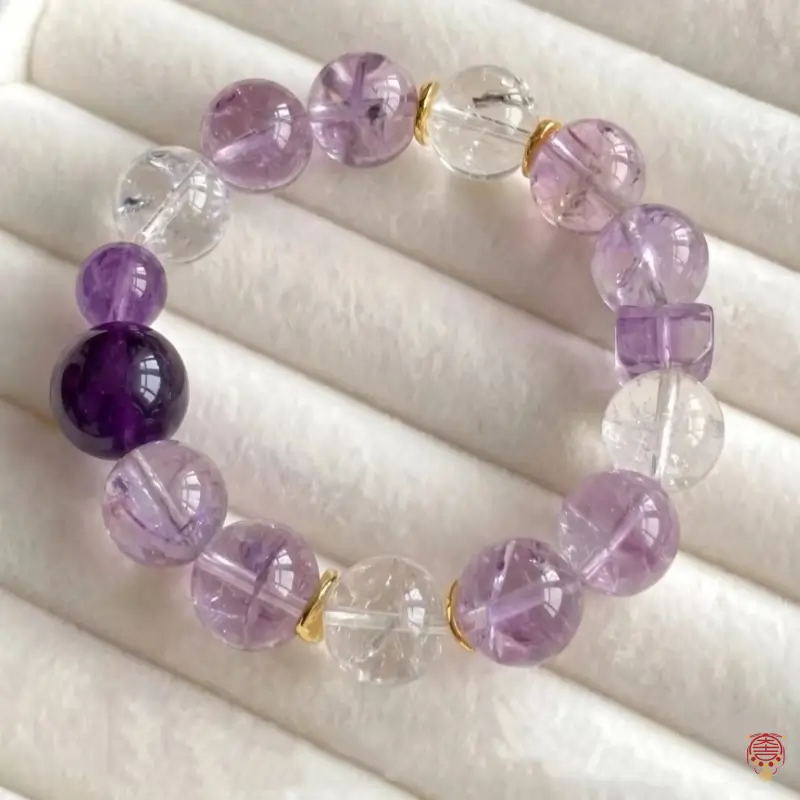 Statement-Armband aus natürlichem Amethyst und hochfrequentem Quarz