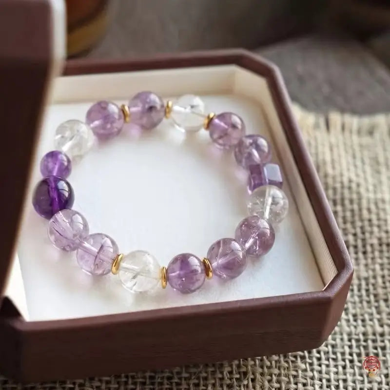 Statement-Armband aus natürlichem Amethyst und hochfrequentem Quarz