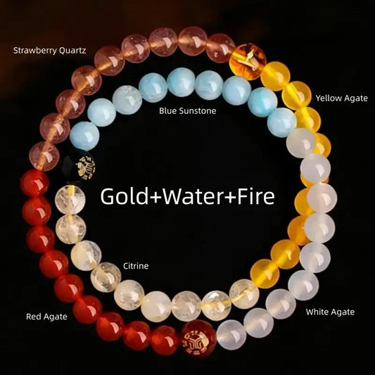 Mount Sanqing Blessed Natural Mixed Crystal Bracelet |Double Loop, Taoist Healing Energy Amulet