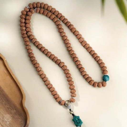 Himalayan Heritage 108 Rudraksha Mala - Artisanal Glass & Metal Strand