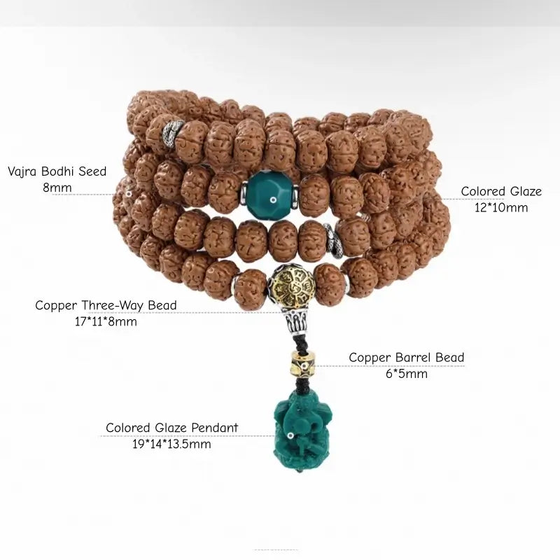 Himalayan Heritage 108 Rudraksha Mala - Artisanal Glass & Metal Strand