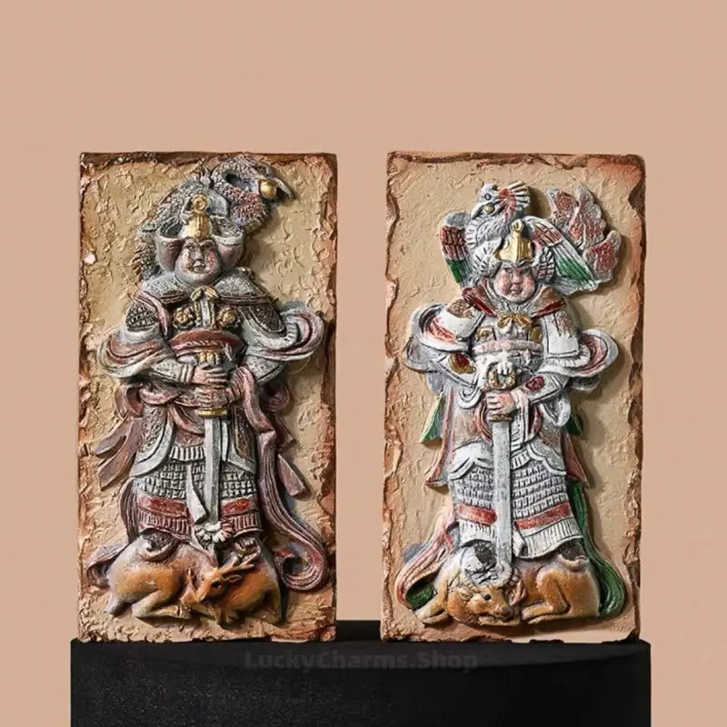 Style A ancient Chinese warrior guard relief plaque 3D resin fridge magnet.