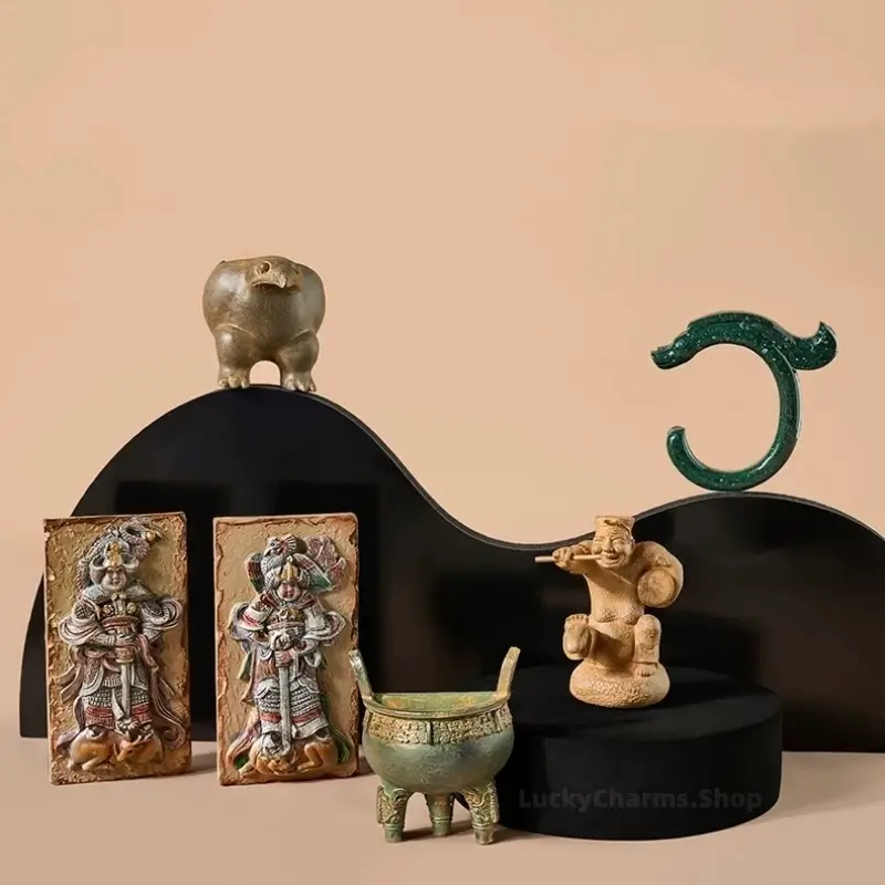 Display of National Museum historical relic 3D resin fridge magnets, including bronze vessel and jade dragon.