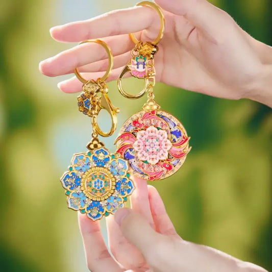 Porte-clés rotatif porte-bonheur du Palais du Prince Gong | Amulette chinoise de la fortune