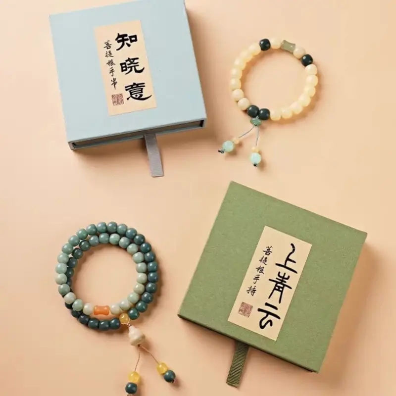National Library Bodhi Root & Gemstone Prayer Bead Hand Strand