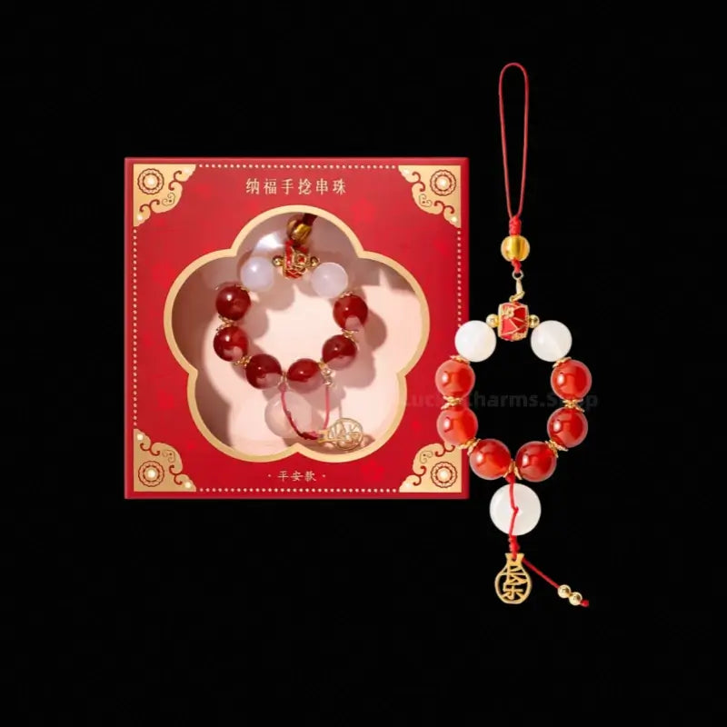 The Palace Museum Blessing Beaded Phone Charm | Crystal Pendant for Luck Wealth Peace | Chinese Style Souvenir