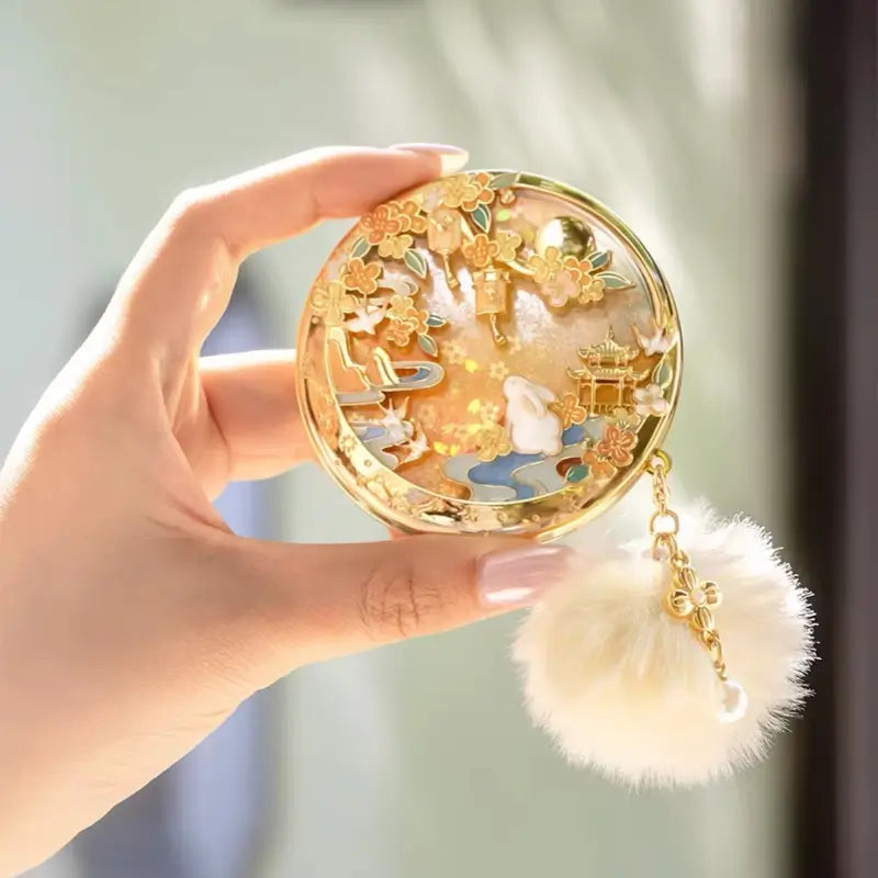 Palace Museum "Moonlit Rabbit & Osmanthus" Liquid Quicksand Compact Mirror