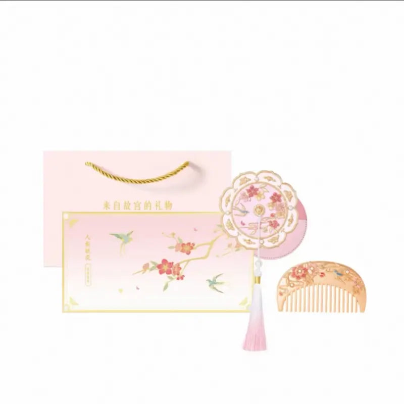 Palace Cultural Innovation "Birds & Blossoms" Metal Mirror & Comb Gift Set