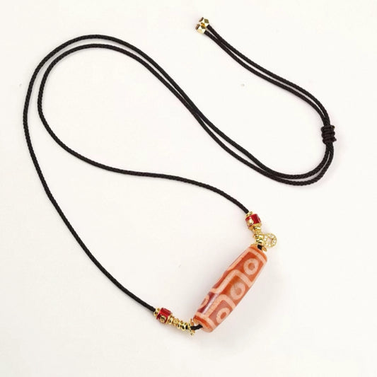 Potala Palace Blessed Red Flesh Nine-Eyed Agate Pendant Necklace