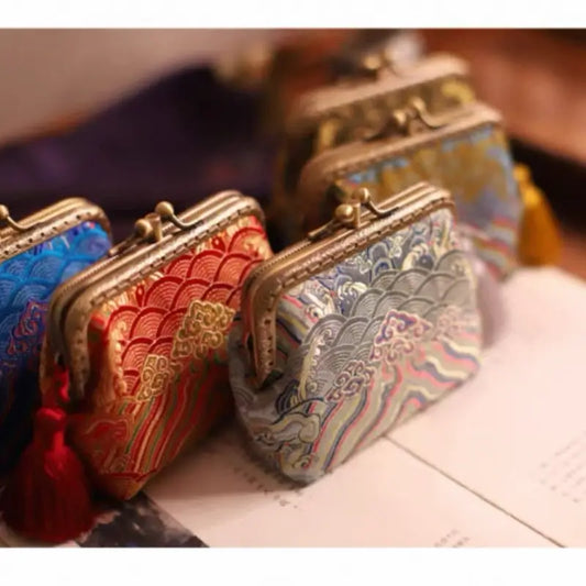 Chinese Style Silk Embroidery Double-Layer Coin Purse