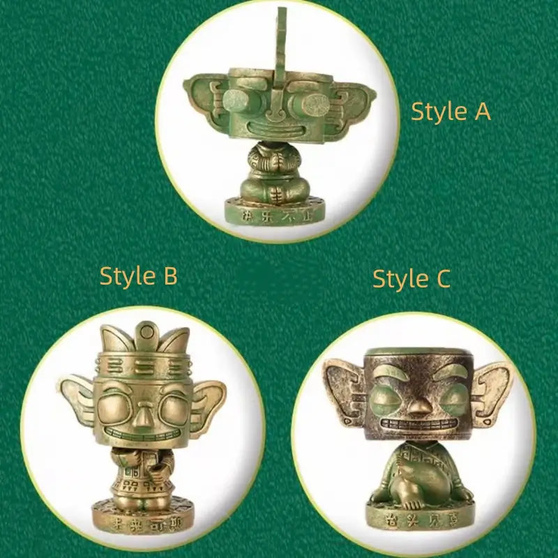 Bronze Shaking-Head Figurine from The Sanxingdui Museum-LuckyCharms.Shop