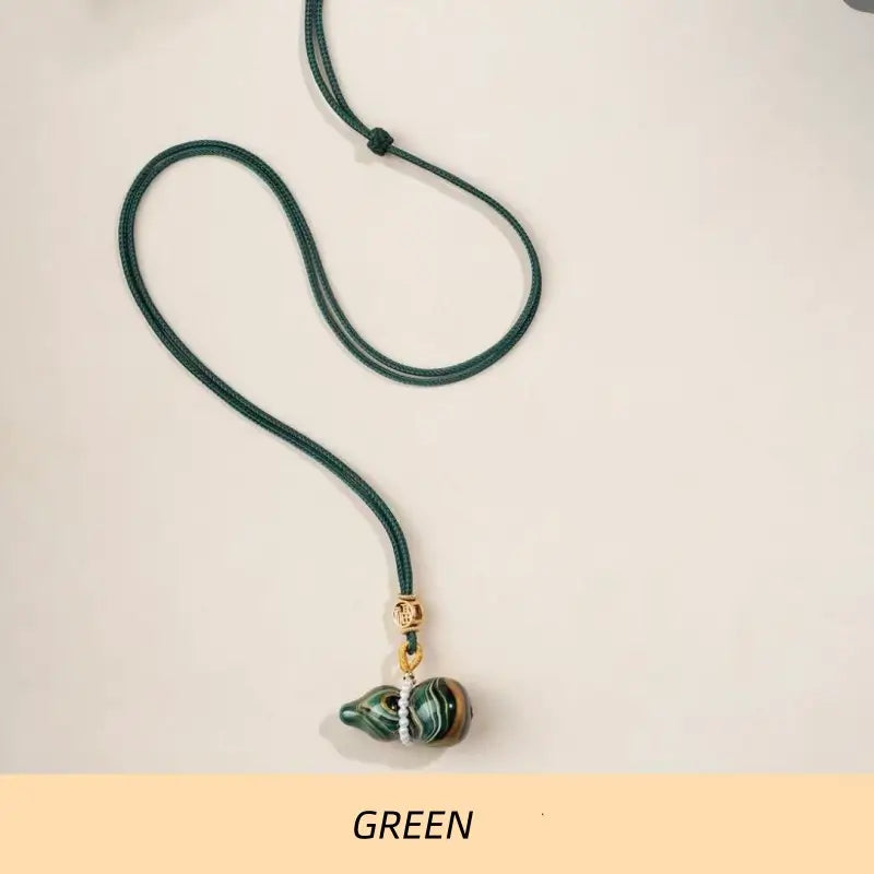 Flowing-lacquer Gourd Pendant Long Necklace for Luck Success Wealth-LuckyCharms.Shop