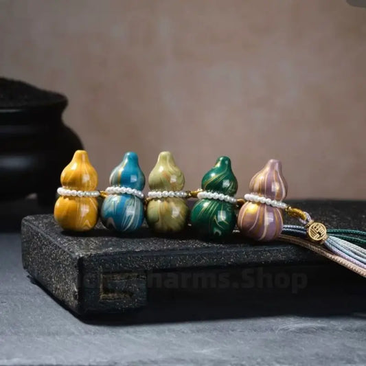 Flowing-lacquer Gourd Pendant Long Necklace for Luck Success Wealth-LuckyCharms.Shop