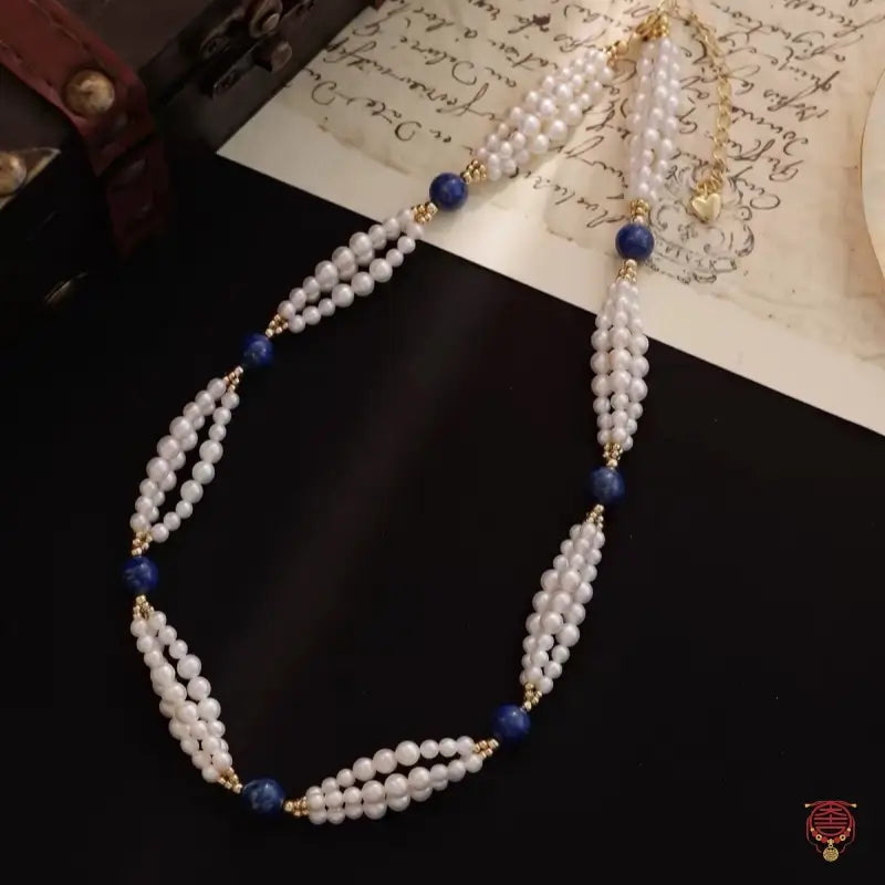 Natural Lapis Lazuli & Multi-Strand Twisted Freshwater Pearl Set