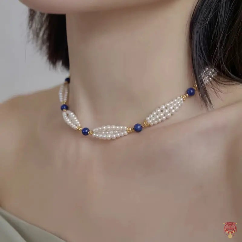 Natural Lapis Lazuli & Multi-Strand Twisted Freshwater Pearl Set