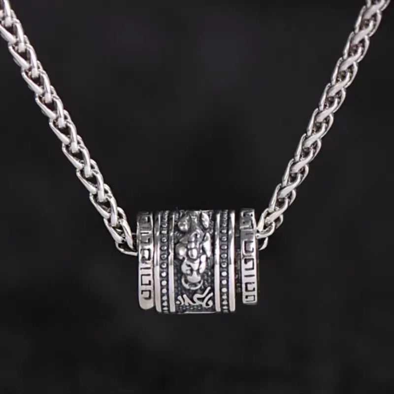 925 Sterling Silver Rotatable Pixiu Necklace | Dragon Bone Chain, Black Gold Wealth Charm for Men, Anti-Deformation