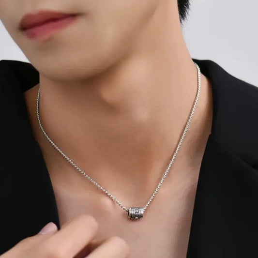 925スターリングシルバー 回転式貔貅ネックレス | ドラゴンボーンチェーン ブラックゴールド 富の男性用チャーム 変形防止