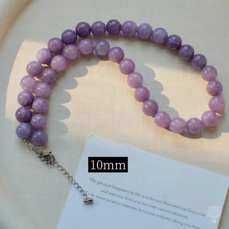 Natural Purple Chalcedony Bead Necklace - Minimalist Strand