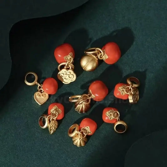 Gold-plated Red Agate Persimmon Fortune-Turning Luck Pendant-LuckyCharms.Shop