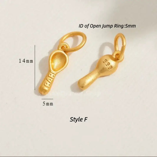 Gold Plated Fortune Bag & Spoon Mini Tag Pendant - DIY Friendly Bracelet Accessories-LuckyCharms.Shop