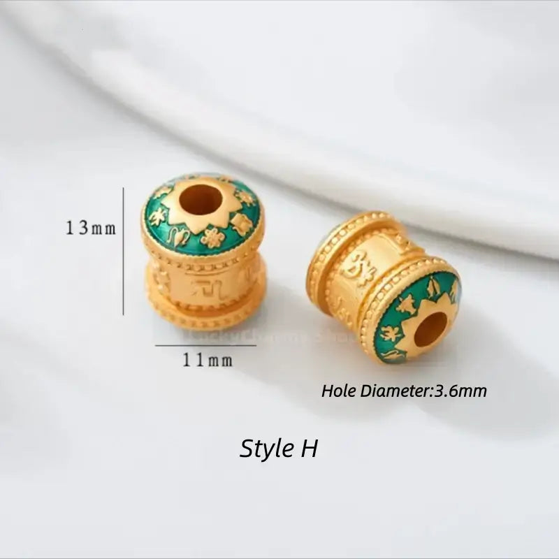 Gold Plated Lotus & Cloud Pattern Barrel Bead - DIY Friendly Chinese Style Bracelet Accessories-LuckyCharms.Shop