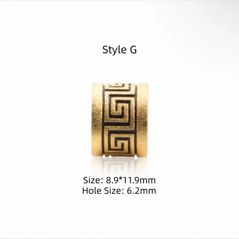 Perles Lu Lu Tong à gros trou plaquées or 18 carats et laiton | 7 styles, accessoires faits main pour hommes