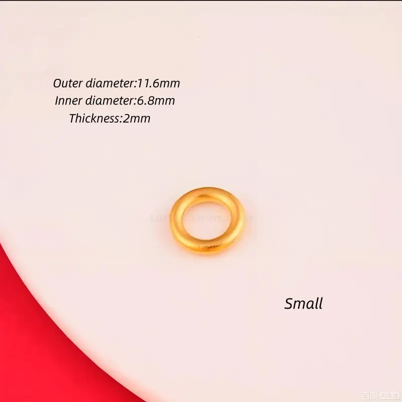 Small gold-plated plain circle peace buckle charm with dimensions for DIY jewelry making.