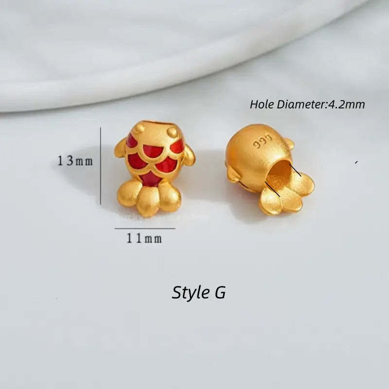 Gold Plated Year after Year Prosperity Fish Loose Beads - DIY Friendly Bracelet Accessories-LuckyCharms.Shop