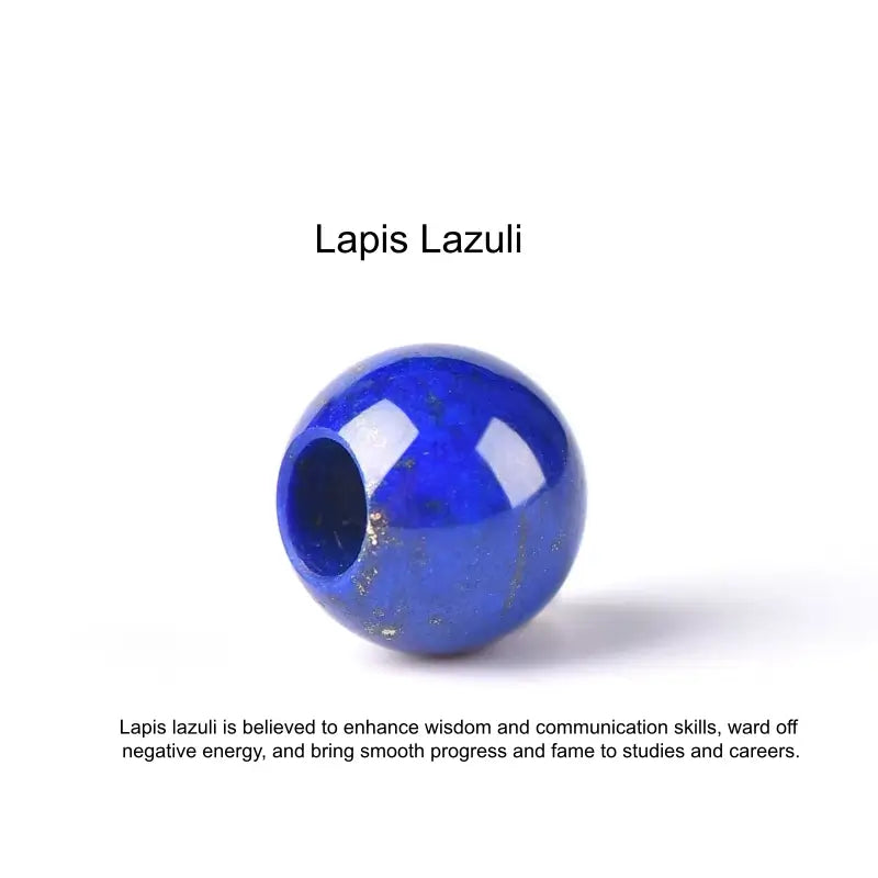 Natural blue lapis lazuli large hole charm bead isolated on white.