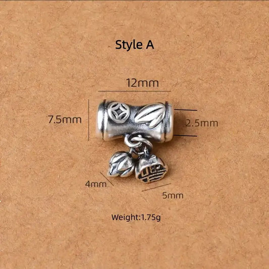 999 Fine Silver DIY Barrel Bead | Lu Lu Tong (Smooth Path Charm), Vintage Matte Finish, Large Hole for Bracelet Beading