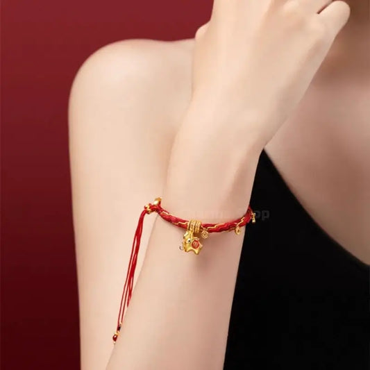 "Happiness 'On Horseback'" 18K Gold Red Lucky Fortune Bracelet from Palace Museum | Tang Dynasty Inspired Jewelry-LuckyCharms.Shop