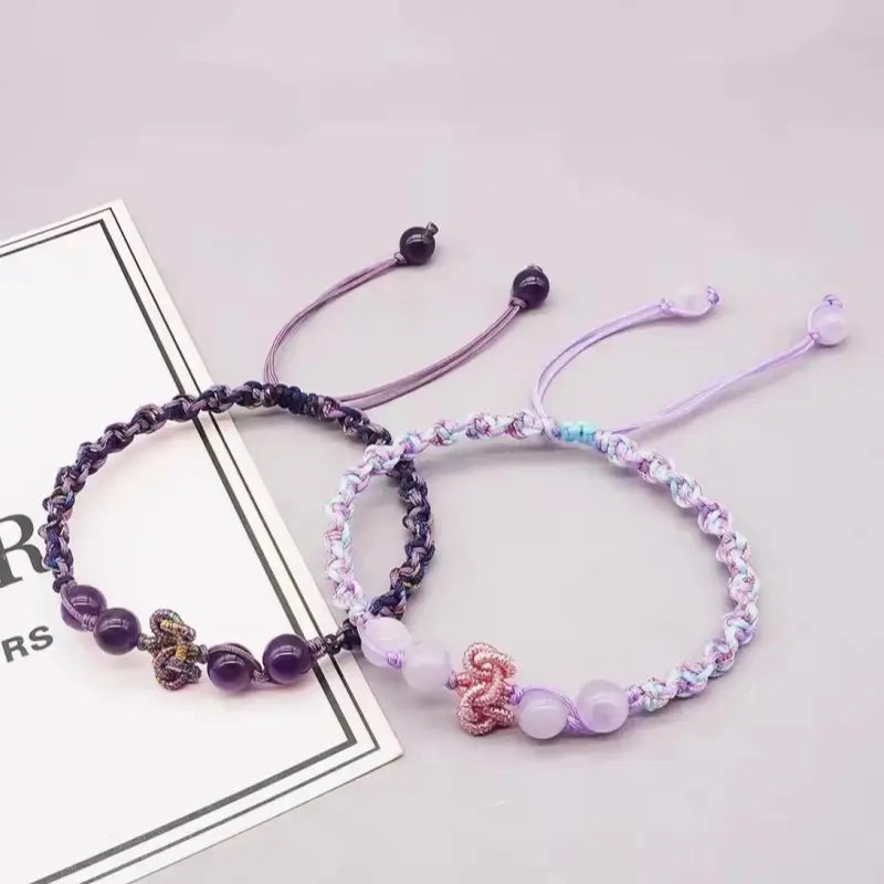 Mount Wutai Blessed Amethyst Wenchang Knot Academic & Couples Bracelet