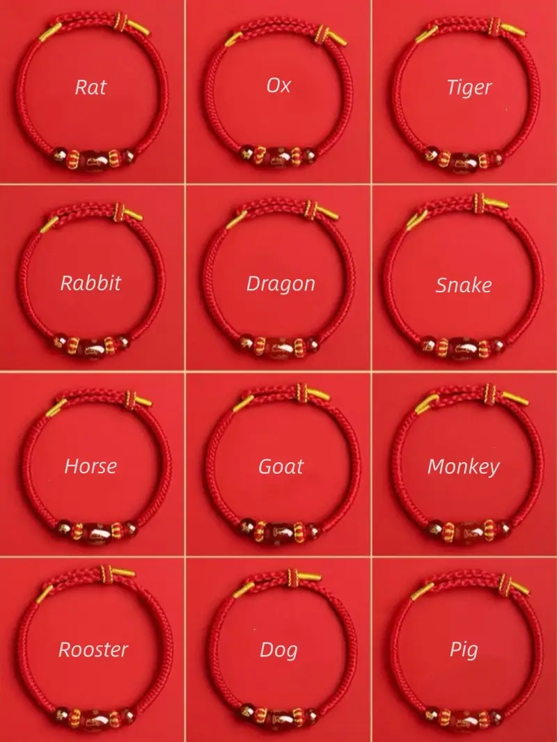 Putuo Mountain Blessing Natural Red Agate Zodiac Guardian Lu Lu Tong Bracelet-LuckyCharms.Shop