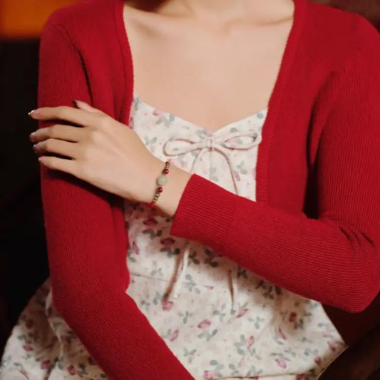 Mount Putuo Blessed Chinese Zodiac Hetian Jade & Cinnabar Fortune-Turning Bead Braided Bracelet-LuckyCharms.Shop