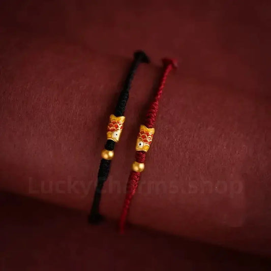 Koi Fish Golden Bead Luck Success Braided Rope Bracelet-LuckyCharms.Shop