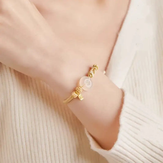 天然瑪瑙ピースバックルブレスレット | 925シルバーメッキゴールドブレッシングペンダント、8本のマルチカラー編み込みコード