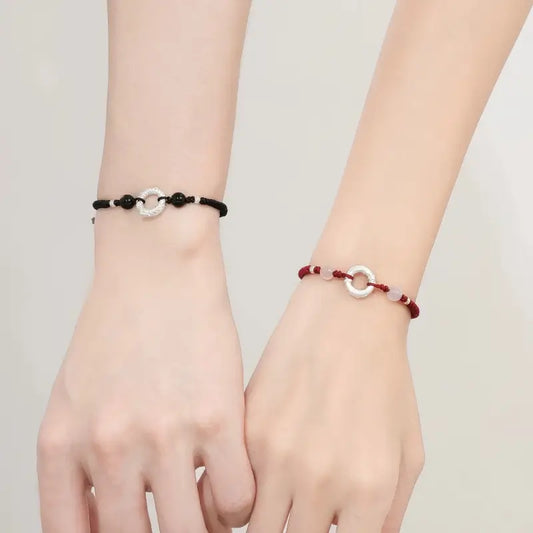 ターンフォーチュン 999 ファインシルバー ピースバックル カップルブレスレット | 回転模様 幸運の干支お守り