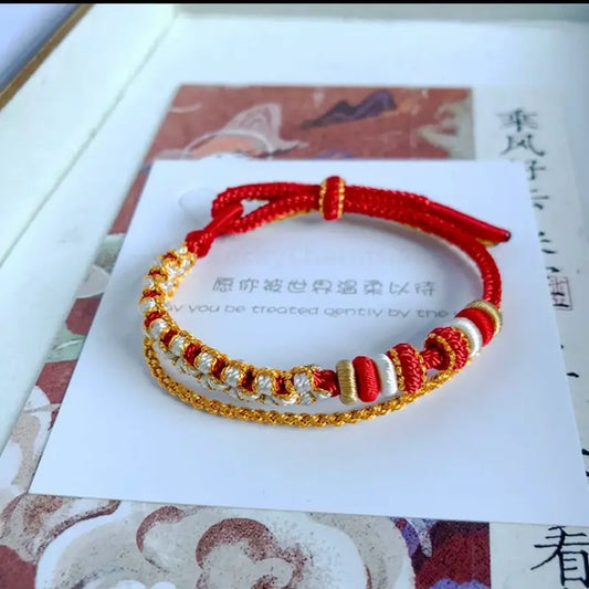 DIY-Friendly Peach Blossom Knot Double-Layer Stackable Braided Bracelet Series2-LuckyCharms.Shop