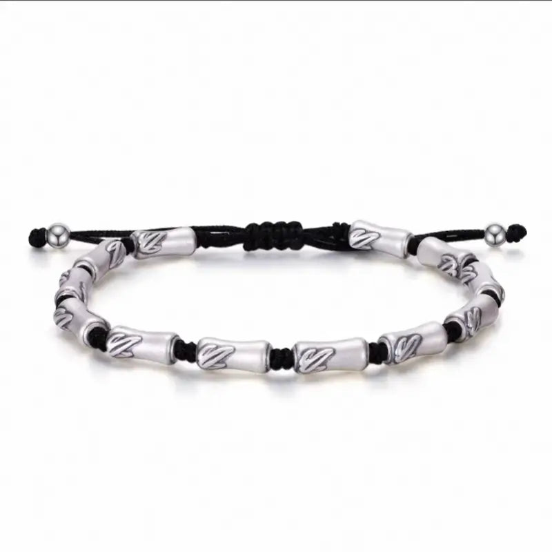 Bracelet Lu Lu Tong en argent sterling pour homme | Forme de nœud en bambou, texture mate, résistant à l'usure, bijou porte-bonheur pour la réussite professionnelle