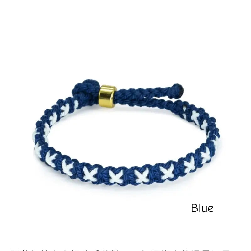 Tibetan-Style Star Pattern Hand-Woven Cotton Cord Bracelet