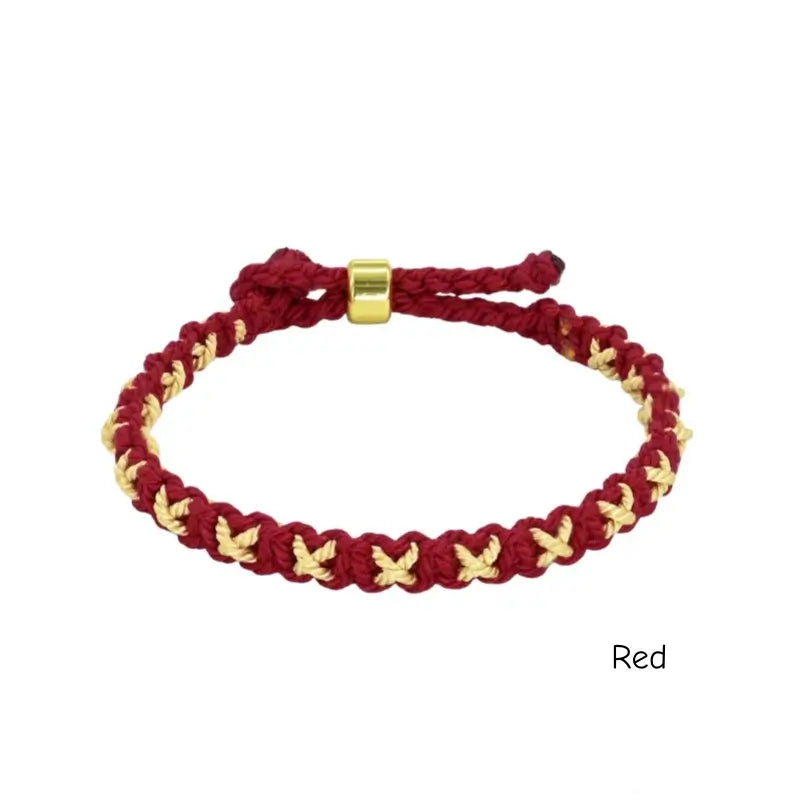 Tibetan-Style Star Pattern Hand-Woven Cotton Cord Bracelet