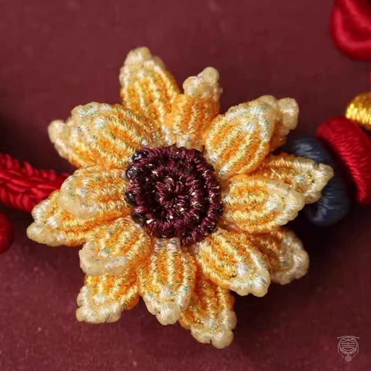 Wutai Blessed Wenchang Knot Sunflower Braided Bracelet for Exams & Career